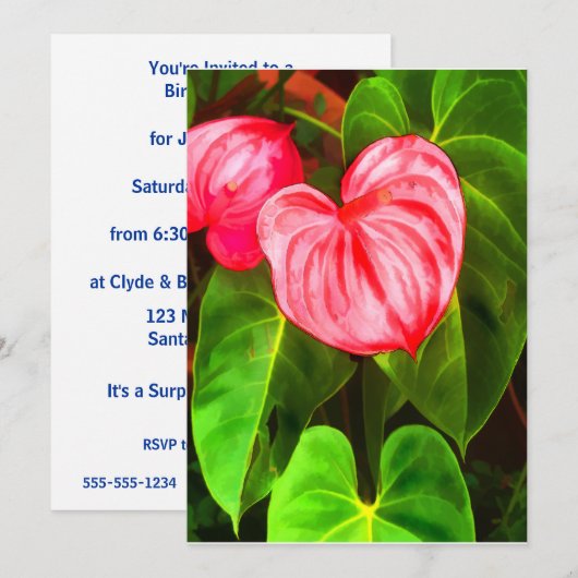 Tropisch anthurium kaart (Voorkant / Achterkant)