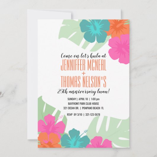 tropisch any WEDDING JUBILEUM luau uitnodiging 1 (Voorkant)