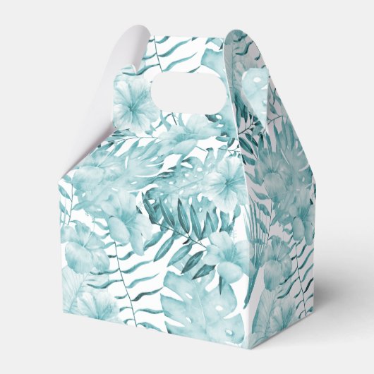 Tropisch Aqua Blauwe Bloemenblaadjes Bedankdoosjes (Voorkant Zijde)