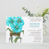 Tropisch Aqua Mason Pot Exotische Bloem Bruiloft Kaart (Staand voorkant)