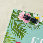 Tropisch Aqua Pink Flamingo Floral Aangepast monog Strandlaken (In situ)