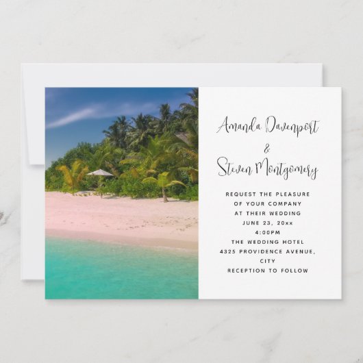 Tropisch aquamarijn strand bruiloft kaart (Voorkant)