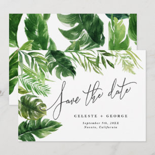 Tropisch aquarel blad florale bewaar de datum save the date