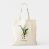 Tropisch aquarel bladgoudschrift tote bag (Achterkant)