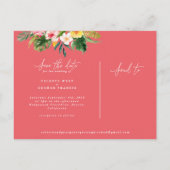 Tropisch aquarel bladgroen script save-the-date aankondigingskaart (Achterkant)
