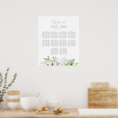 Tropisch aquarel bloemstuk bruiloft zitplan poster (Keuken)