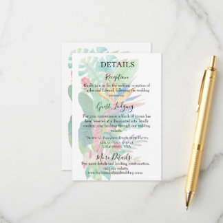 Tropisch aquarel exotisch botanisch gebladerte informatiekaartje