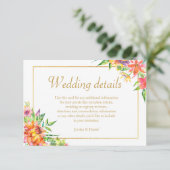 Tropisch aquarel goud  lijst Huwelijksdetails Informatiekaartje (Staand voorkant)