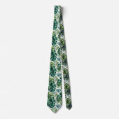 Tropisch aquarel groen blad met diamanten stropdas (Voorkant)