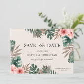 Tropisch Aquarel Groen Monstera Bloem Bruiloft Save The Date (Staand voorkant)