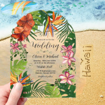 Tropisch Aquarel Hawaiaans Bloemendecor Trouwfeest