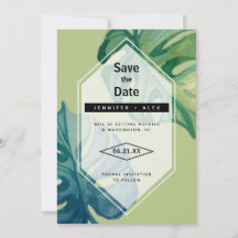 Tropisch Aquarel Loof 'Save The Date'