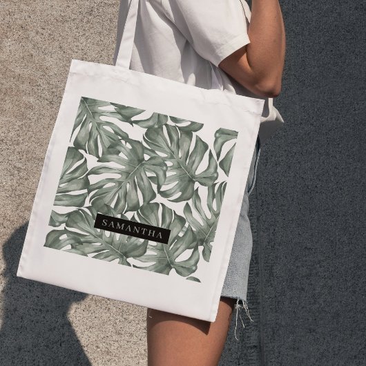 Tropisch Aquarel Modern Oase Bladeren Patroon Tote Bag