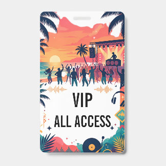 Tropisch Aquarel Strand DJ Feest VIP Badge