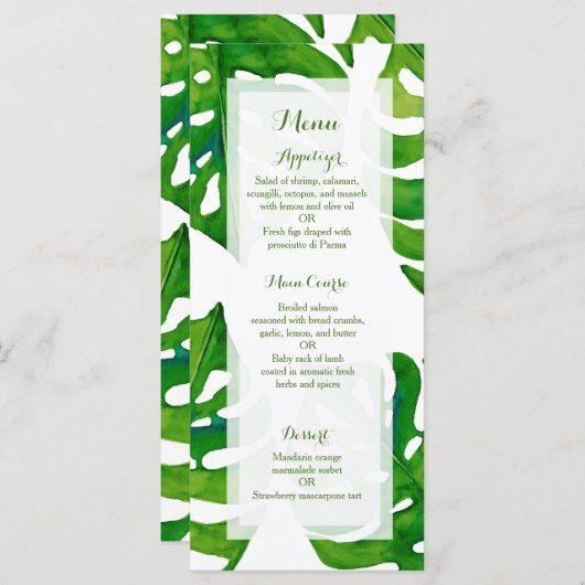 Tropisch aquarelblad met menu (Voorkant / Achterkant)