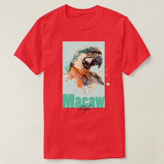 Tropisch Aquarell Macaw Parrot Life T-shirt (Design voorkant)