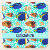 Tropisch aquarium — reef visontwerp kartonnen onderzetters (Voorkant)