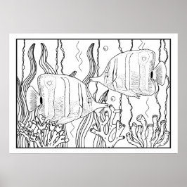 Tropisch aquarium vis DIY Coloring Poster