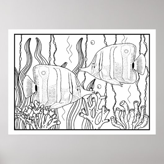 Tropisch aquarium vis DIY Coloring Poster (Voorkant)