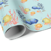 Tropisch aquariumvissen en koraal cadeaupapier (Rol Hoek)