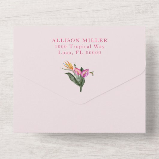 Tropisch Baby shower All In One Uitnodiging (Achterkant)