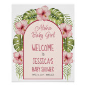 Tropisch Baby shower Aloha Baby Meisje Welkomstbor Perfect Poster (Voorkant)