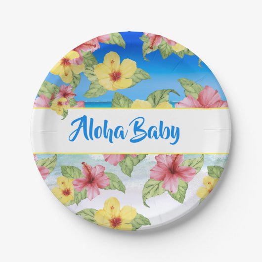 Tropisch Baby shower Beach Aloha Papieren Bordje (Voorkant)