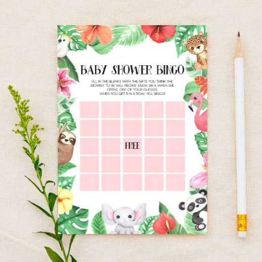 Tropisch Baby shower Bingo Briefpapier