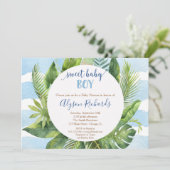 Tropisch baby shower boy, lieve baby boy groen kaart (Staand voorkant)