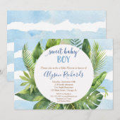 Tropisch baby shower boy, lieve baby boy groen kaart (Voorkant / Achterkant)