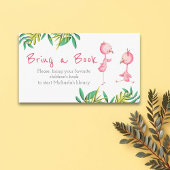 Tropisch Baby shower Flamingo brengt boek mee Informatiekaartje