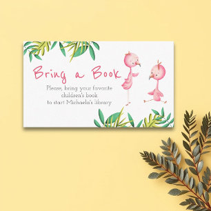 Tropisch Baby shower Flamingo brengt boek mee Informatiekaartje
