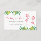 Tropisch Baby shower Flamingo brengt boek mee Informatiekaartje (Voorkant)