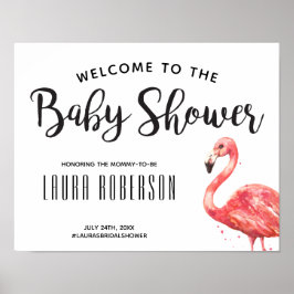 Tropisch Baby shower Flamingo Welkomstteken Poster
