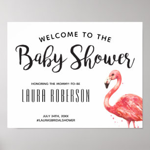 Tropisch Baby shower Flamingo Welkomstteken Poster