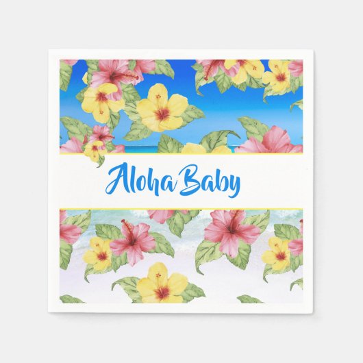 Tropisch Baby shower Hibiscus Servet (Voorkant)