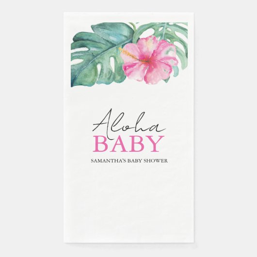 Tropisch Baby shower Hibiscusbloem Servet (Voorkant)