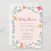 Tropisch Baby shower Invitation Girl Kaart (Voorkant)