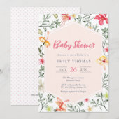 Tropisch Baby shower Invitation Girl Kaart (Voorkant / Achterkant)