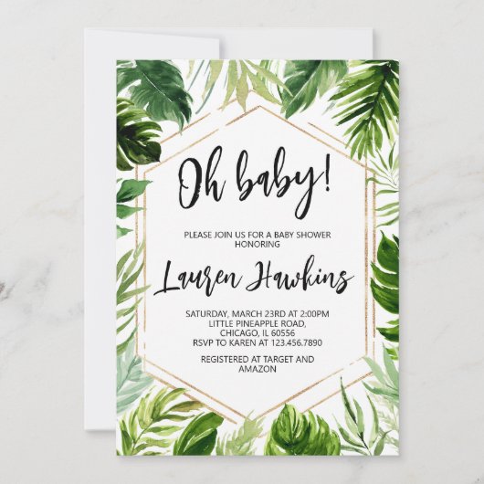 Tropisch Baby shower Kaart (Voorkant)