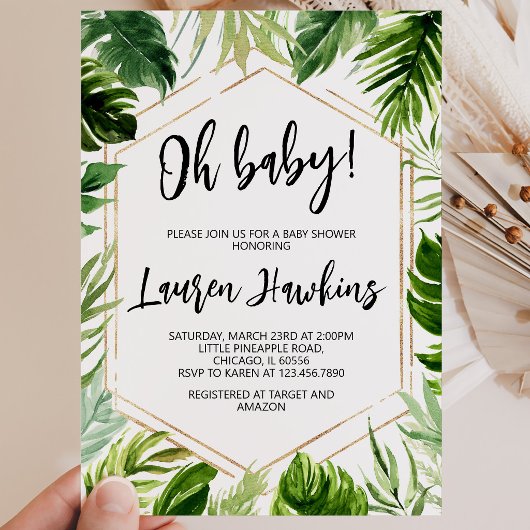 Tropisch Baby shower Kaart