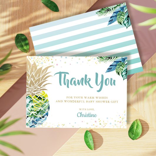 Tropisch Baby shower Luau Pineapple Hartelijk dank Bedankkaart