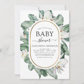 Tropisch Baby shower Magnolia Greenery Floral Invi Kaart (Voorkant)