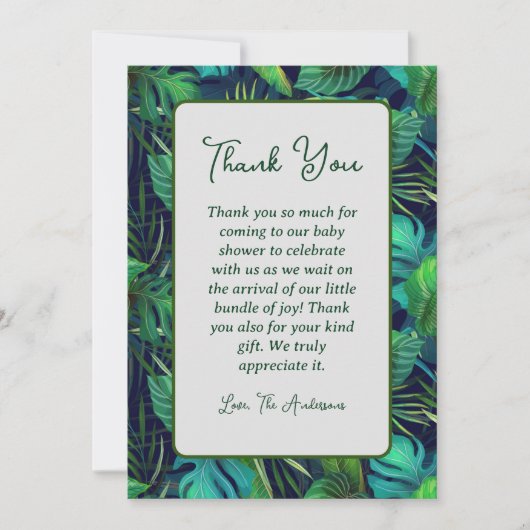 Tropisch Baby shower met leve Bedankkaart (Voorkant)