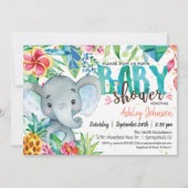 Tropisch Baby shower, olifant Kaart (Voorkant)
