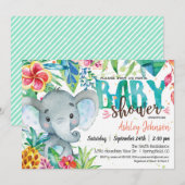 Tropisch Baby shower, olifant Kaart (Voorkant / Achterkant)