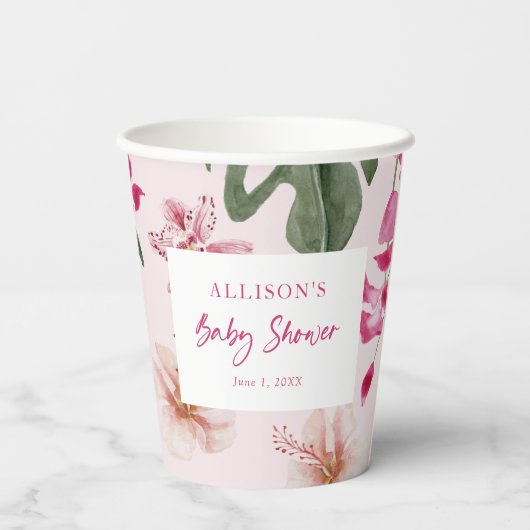 Tropisch Baby shower Papieren Bekers (Achterkant)