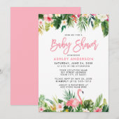 Tropisch Baby shower Penseel Script Kaart (Voorkant / Achterkant)
