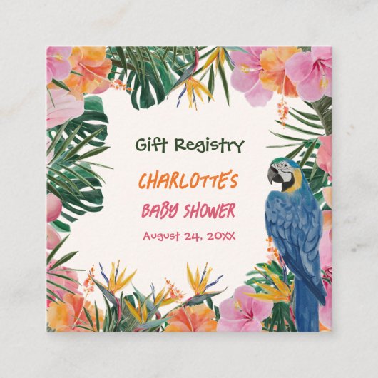 Tropisch Baby shower QR Code Gift Registry Informatiekaartje (Voorkant)