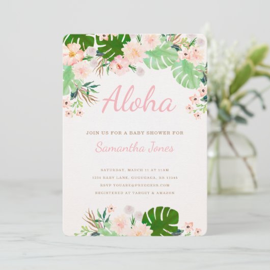 Tropisch Baby shower uitnodigen Kaart (Staand voorkant)